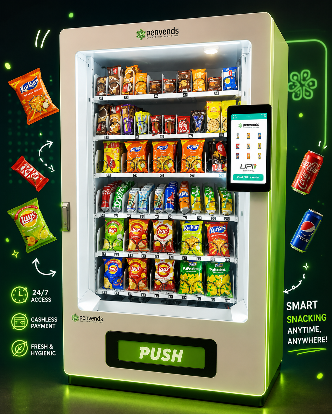 Penvends vending machine display