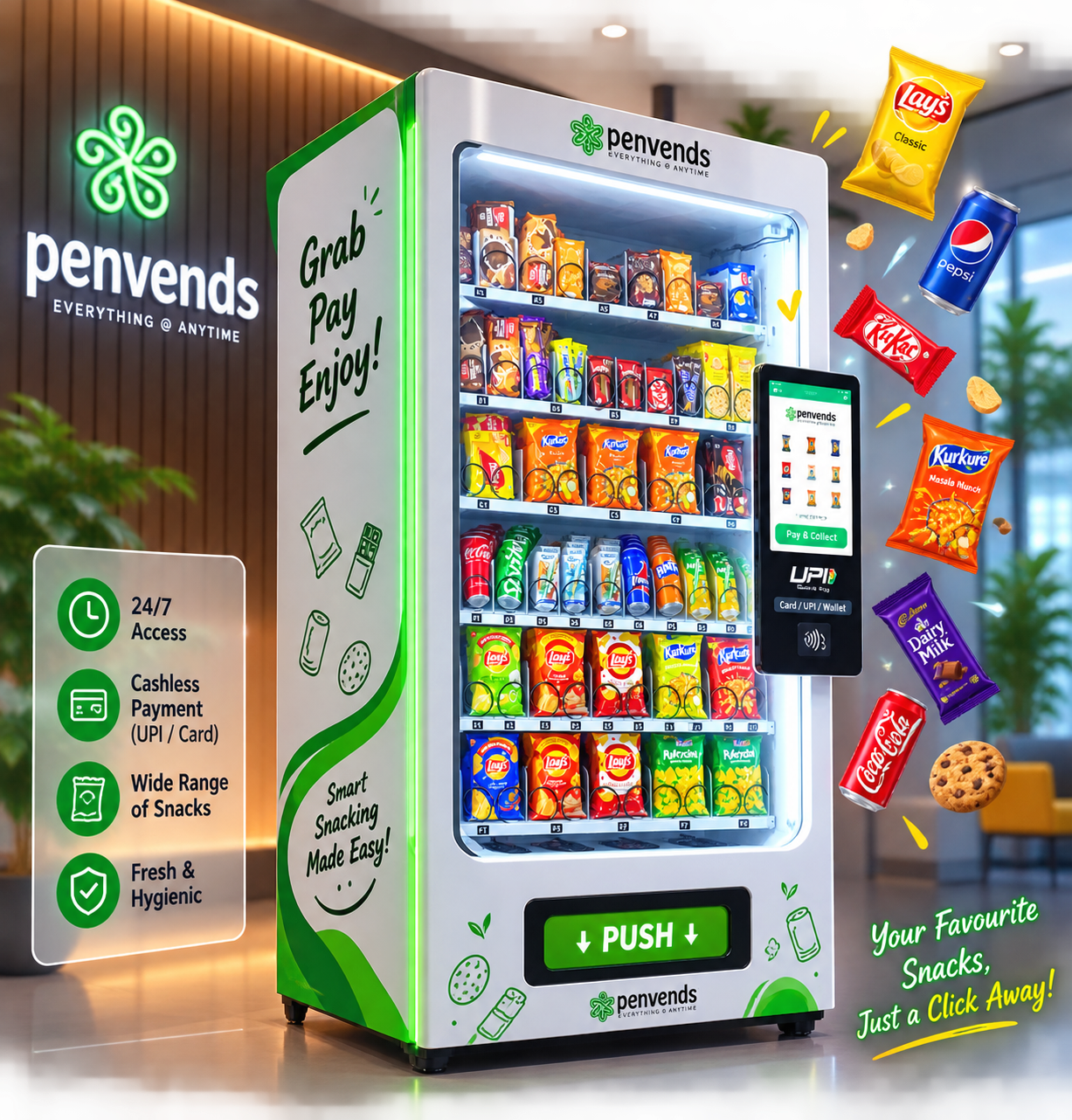 Penvends vending machine display