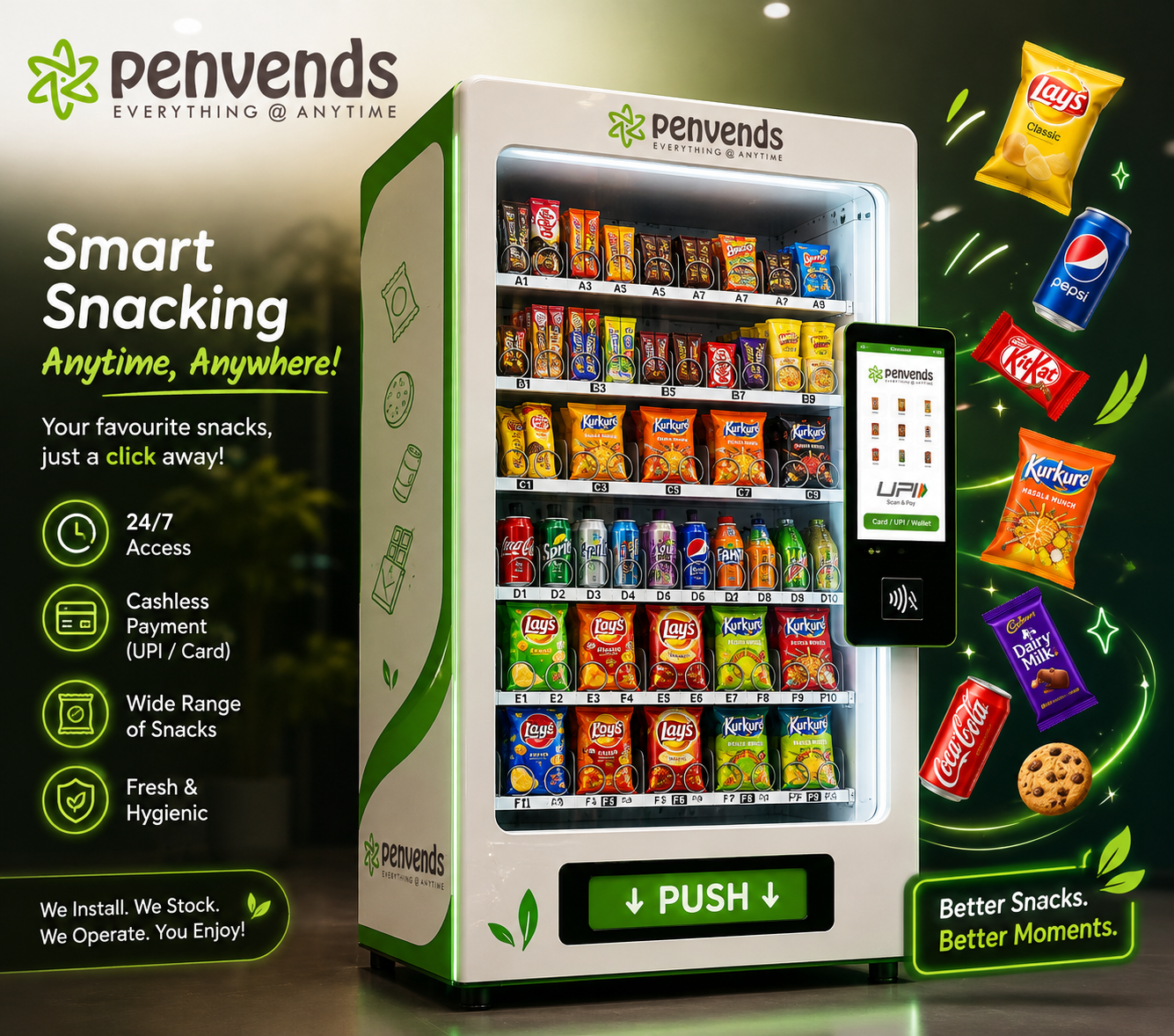 Penvends vending machine display